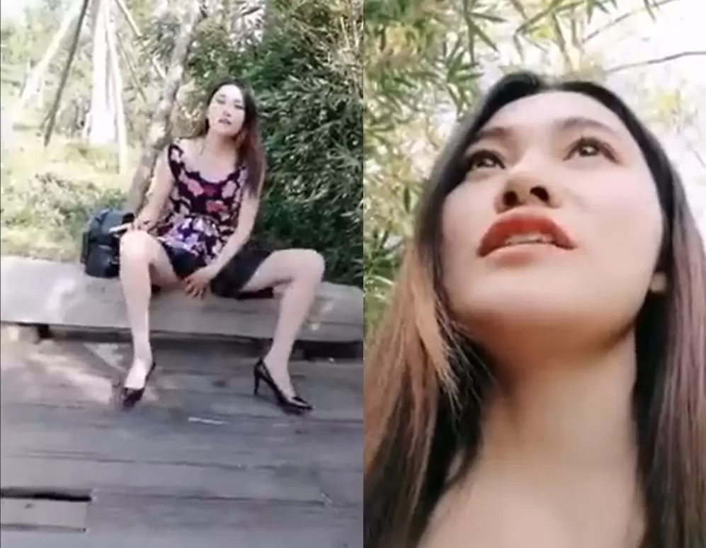 网红刘婷性感连衣裙美女到路边小道打野战