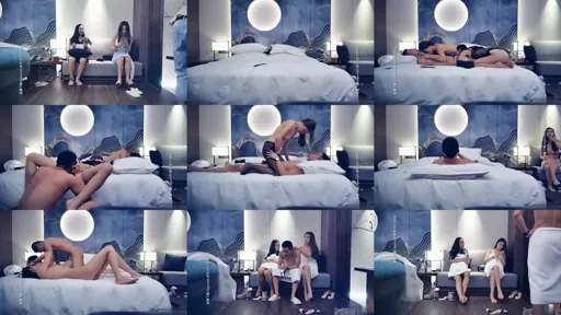 今晚约了两个妹子一起玩双飞，开裆肉丝上位套弄轮着操-截图2